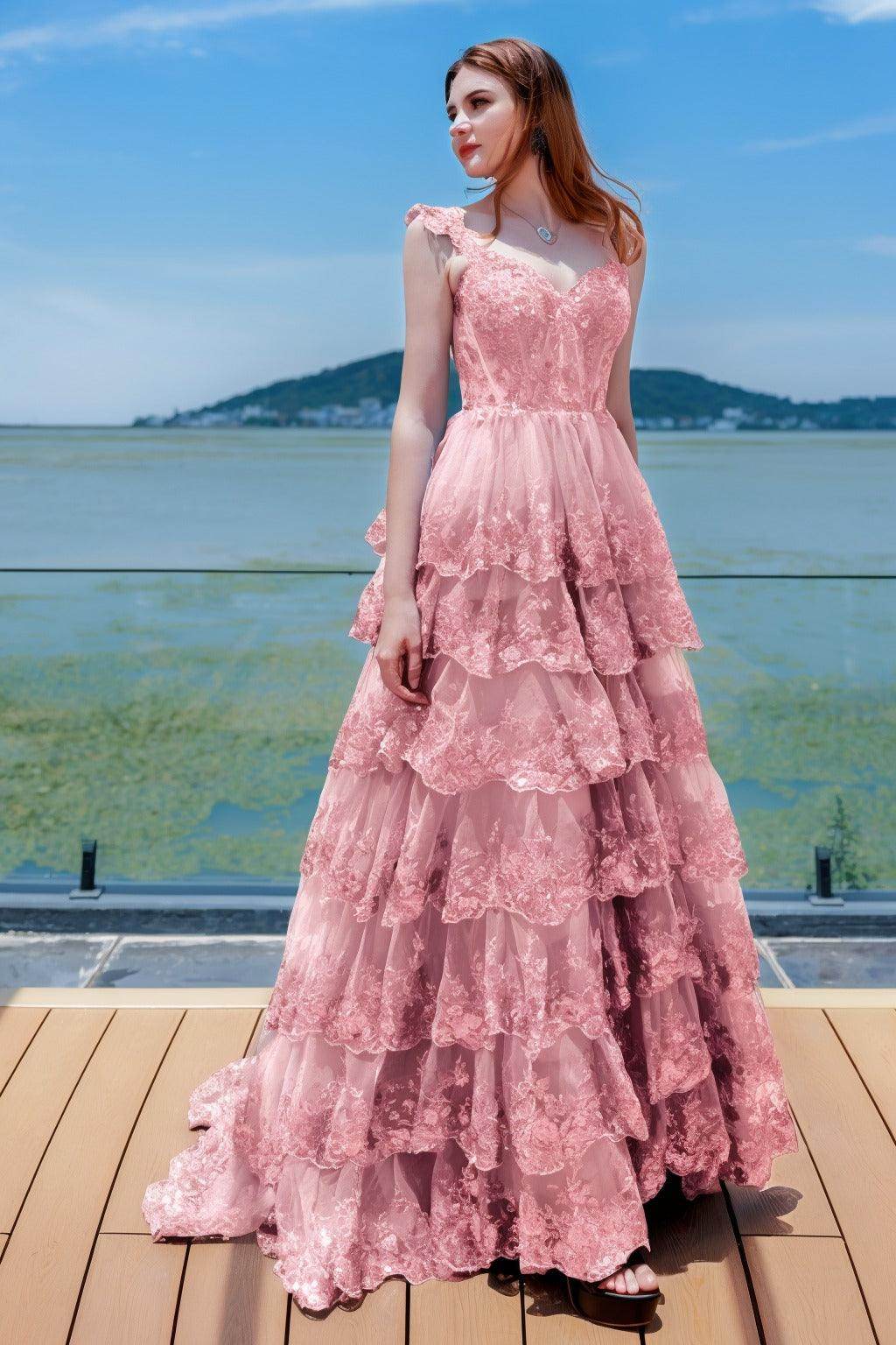 Elegant Ball Gown Sweep Brush Train Tulle Prom Dress for Prom