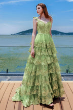 Elegant Ball Gown Sweep Brush Train Tulle Prom Dress for Prom