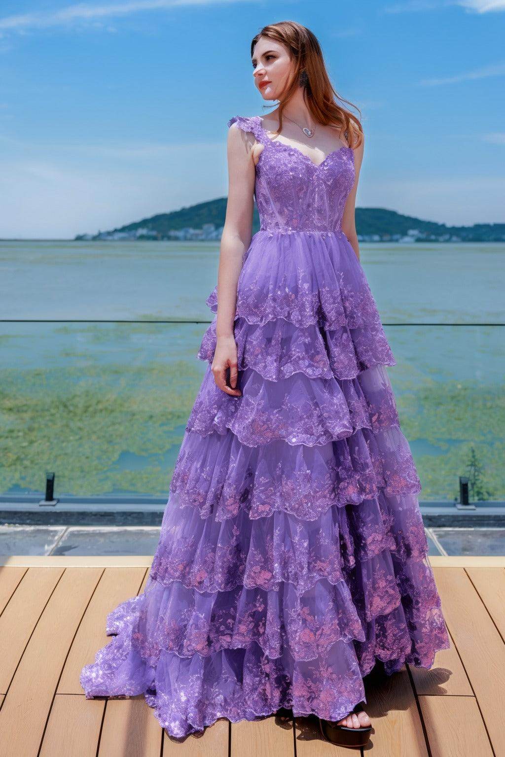 Elegant Ball Gown Sweep Brush Train Tulle Prom Dress for Prom