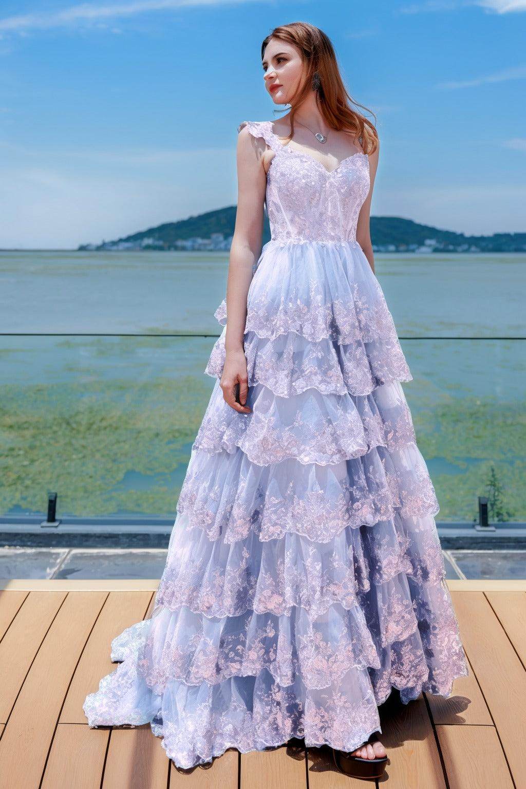 Elegant Ball Gown Sweep Brush Train Tulle Prom Dress for Prom