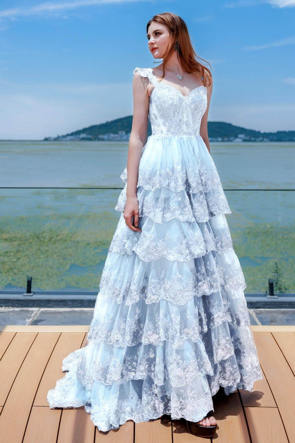 Elegant Ball Gown Sweep Brush Train Tulle Prom Dress for Prom
