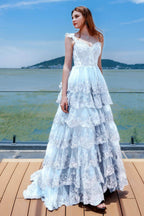 Elegant Ball Gown Sweep Brush Train Tulle Prom Dress for Prom