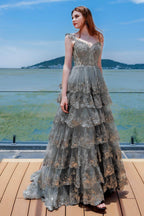 Elegant Ball Gown Sweep Brush Train Tulle Prom Dress for Prom