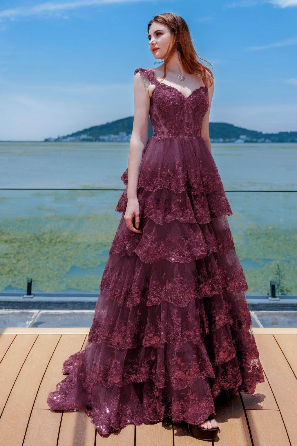 Elegant Ball Gown Sweep Brush Train Tulle Prom Dress for Prom