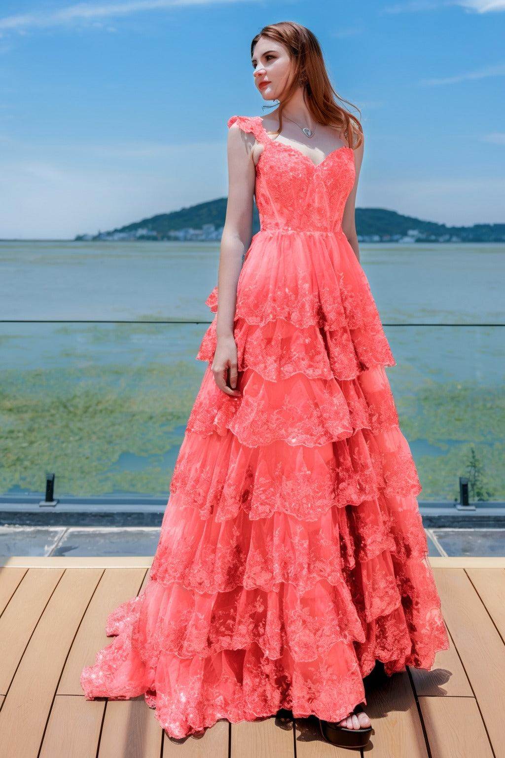 Elegant Ball Gown Sweep Brush Train Tulle Prom Dress for Prom