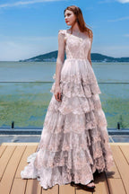 Elegant Ball Gown Sweep Brush Train Tulle Prom Dress for Prom