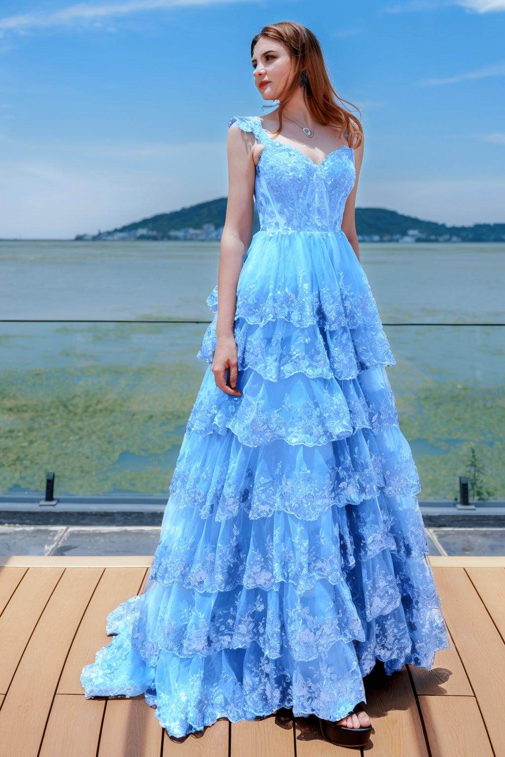 Elegant Ball Gown Sweep Brush Train Tulle Prom Dress for Prom