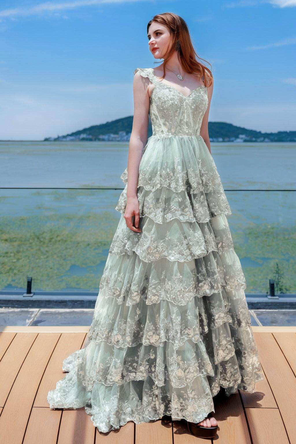 Elegant Ball Gown Sweep Brush Train Tulle Prom Dress for Prom