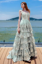 Elegant Ball Gown Sweep Brush Train Tulle Prom Dress for Prom