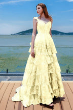 Elegant Ball Gown Sweep Brush Train Tulle Prom Dress for Prom