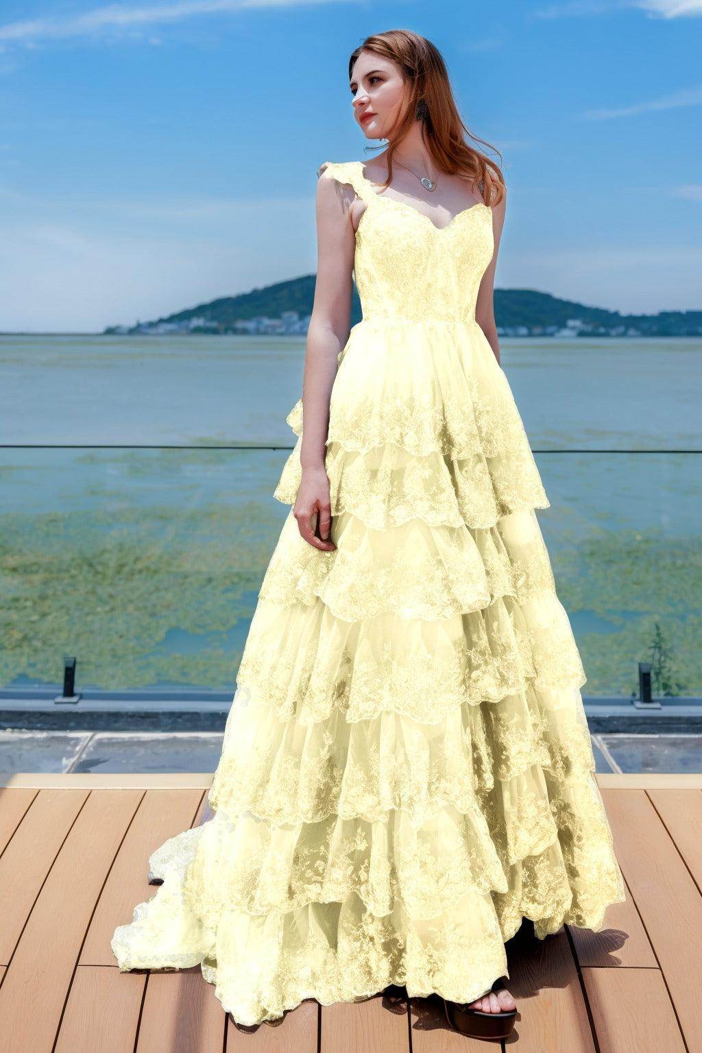 Elegant Ball Gown Sweep Brush Train Tulle Prom Dress for Prom