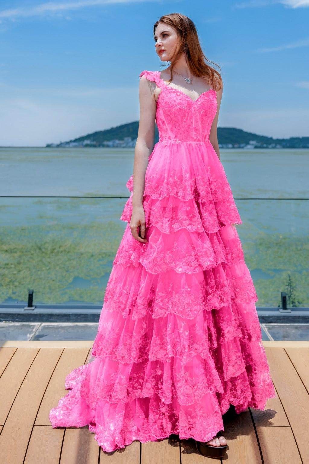 Elegant Ball Gown Sweep Brush Train Tulle Prom Dress for Prom