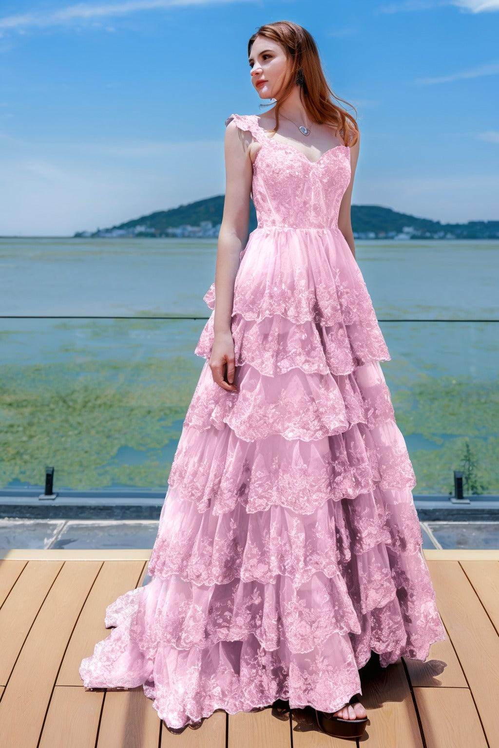 Elegant Ball Gown Sweep Brush Train Tulle Prom Dress for Prom