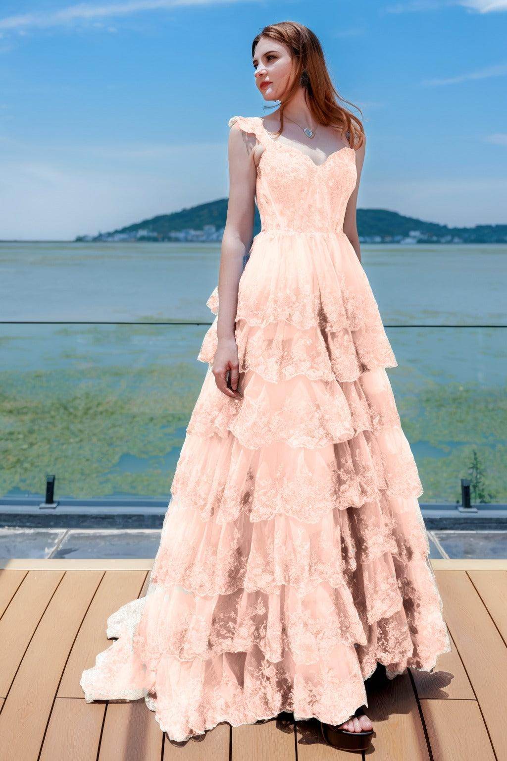 Elegant Ball Gown Sweep Brush Train Tulle Prom Dress for Prom