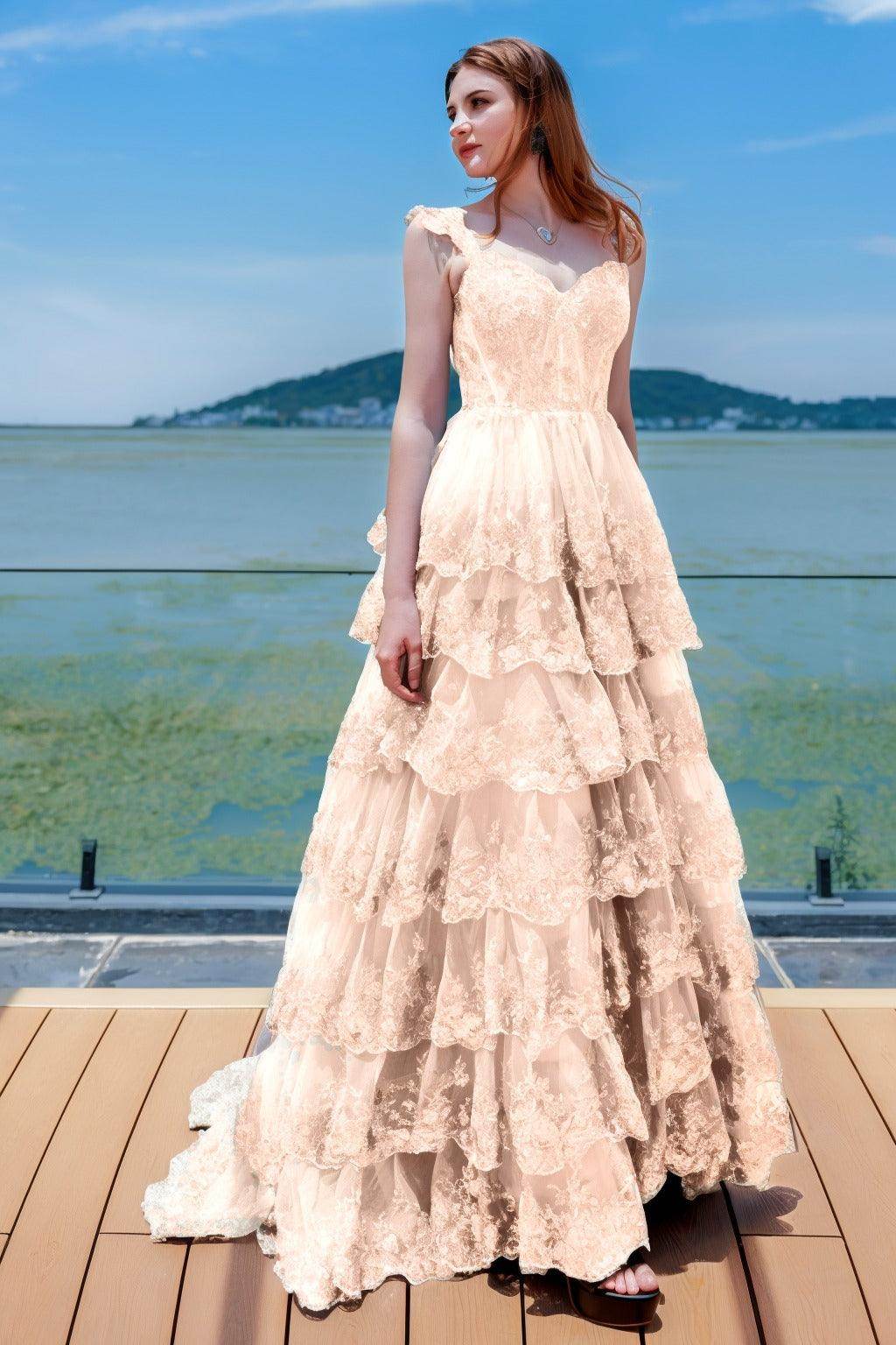 Elegant Ball Gown Sweep Brush Train Tulle Prom Dress for Prom