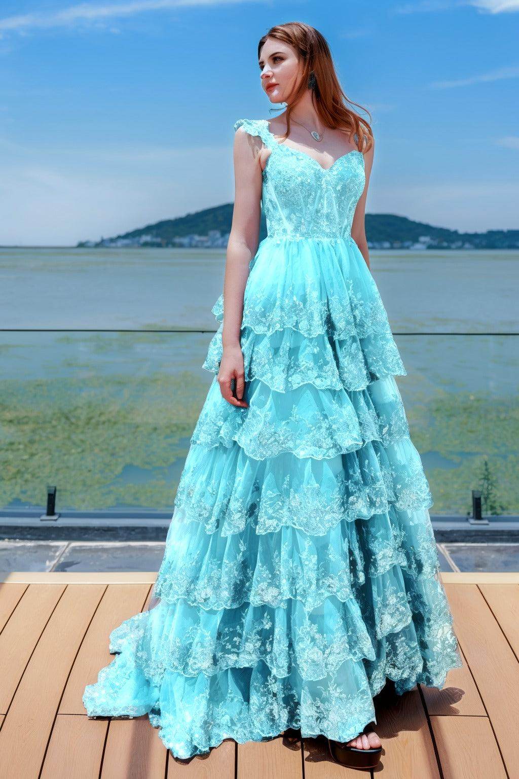 Elegant Ball Gown Sweep Brush Train Tulle Prom Dress for Prom