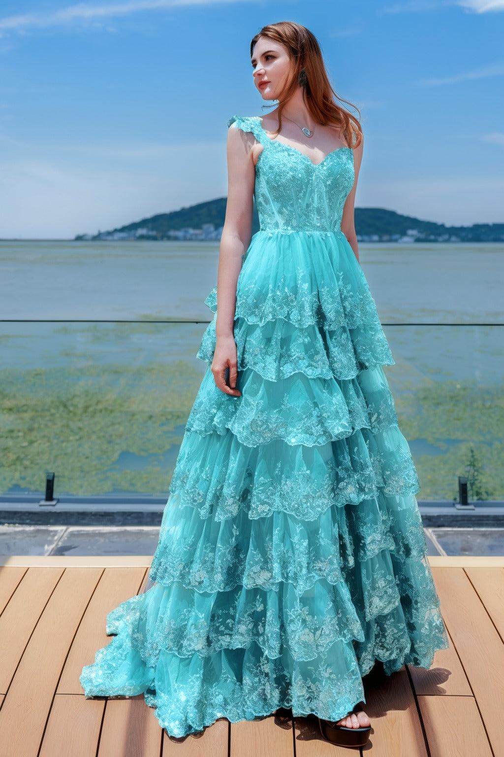 Elegant Ball Gown Sweep Brush Train Tulle Prom Dress for Prom