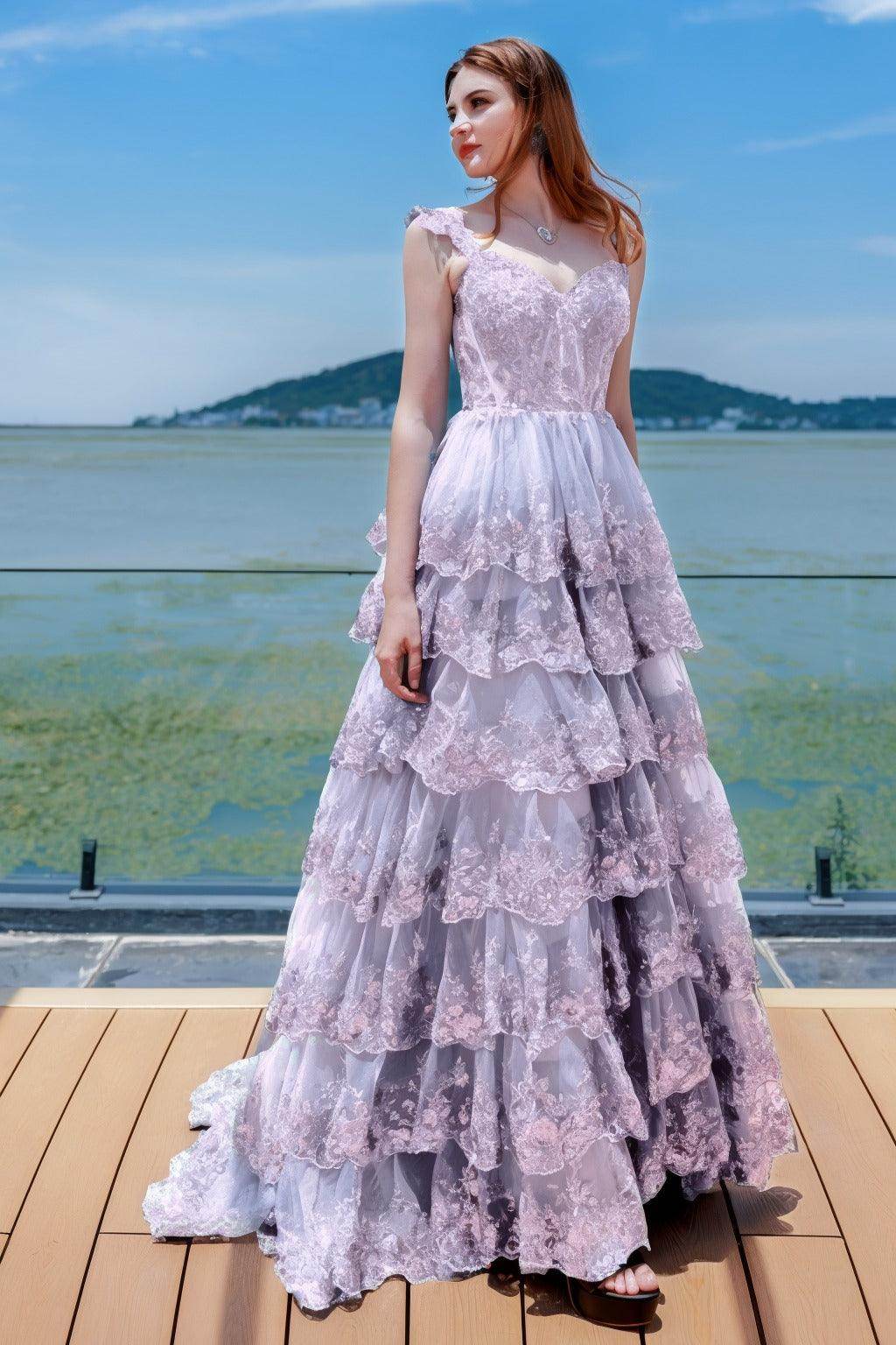 Elegant Ball Gown Sweep Brush Train Tulle Prom Dress for Prom