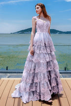 Elegant Ball Gown Sweep Brush Train Tulle Prom Dress for Prom