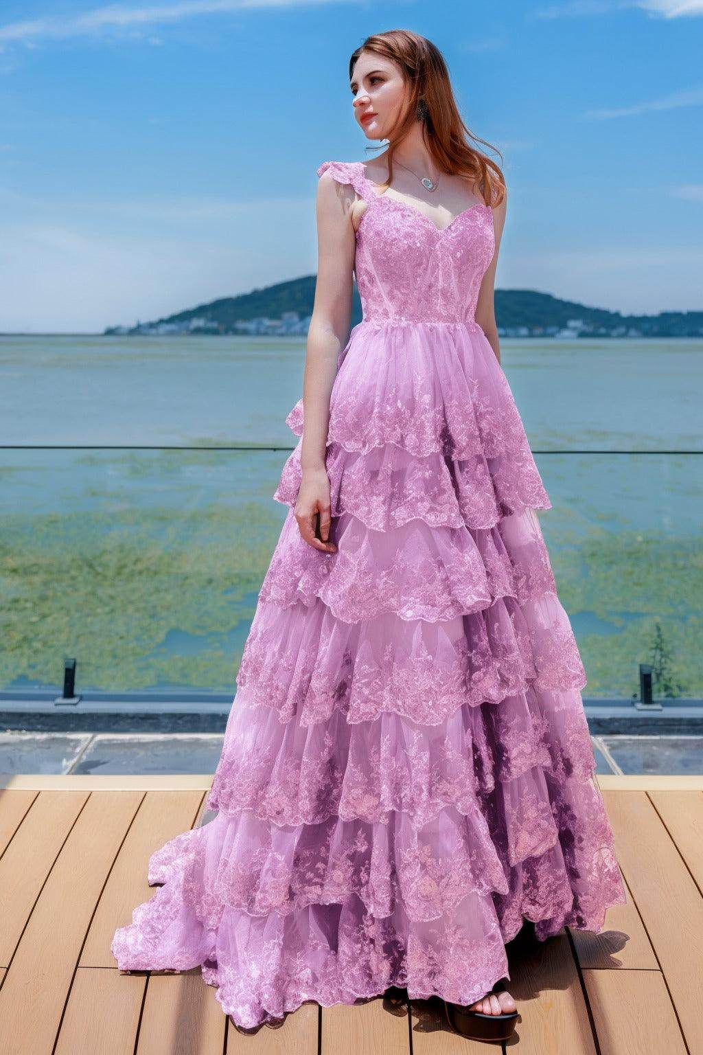 Elegant Ball Gown Sweep Brush Train Tulle Prom Dress for Prom