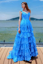 Elegant Ball Gown Sweep Brush Train Tulle Prom Dress for Prom