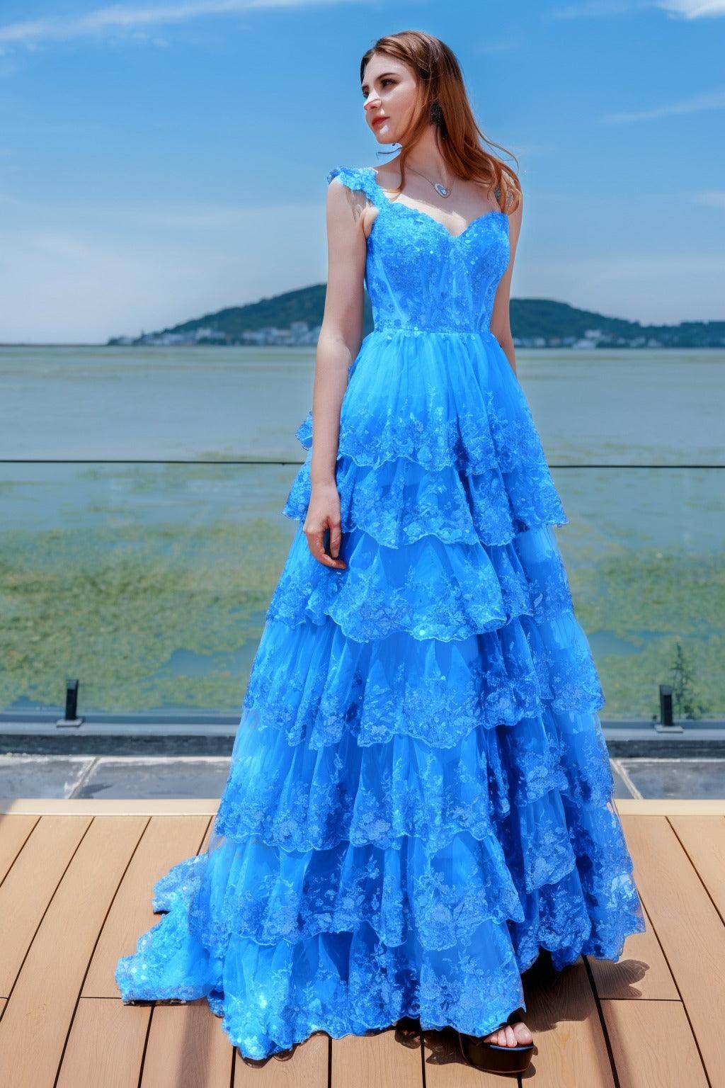 Elegant Ball Gown Sweep Brush Train Tulle Prom Dress for Prom