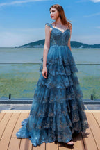 Elegant Ball Gown Sweep Brush Train Tulle Prom Dress for Prom