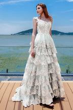 Elegant Ball Gown Sweep Brush Train Tulle Prom Dress for Prom