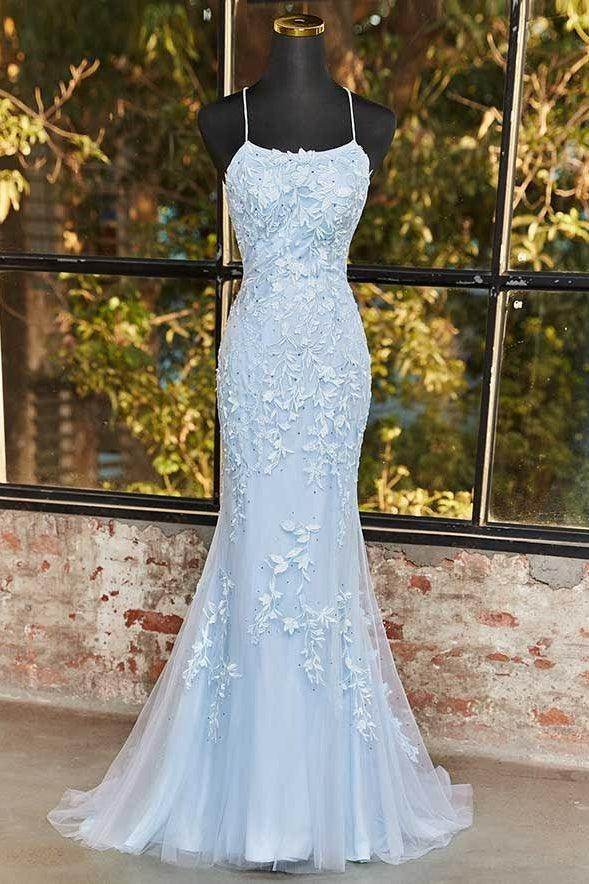 Elegant Sheath Column Floor Length Tulle Prom Dress for Prom