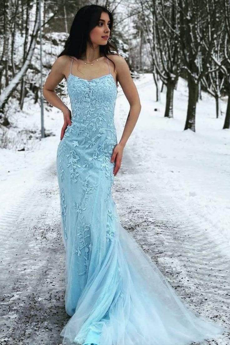 Elegant Sheath Column Floor Length Tulle Prom Dress for Prom