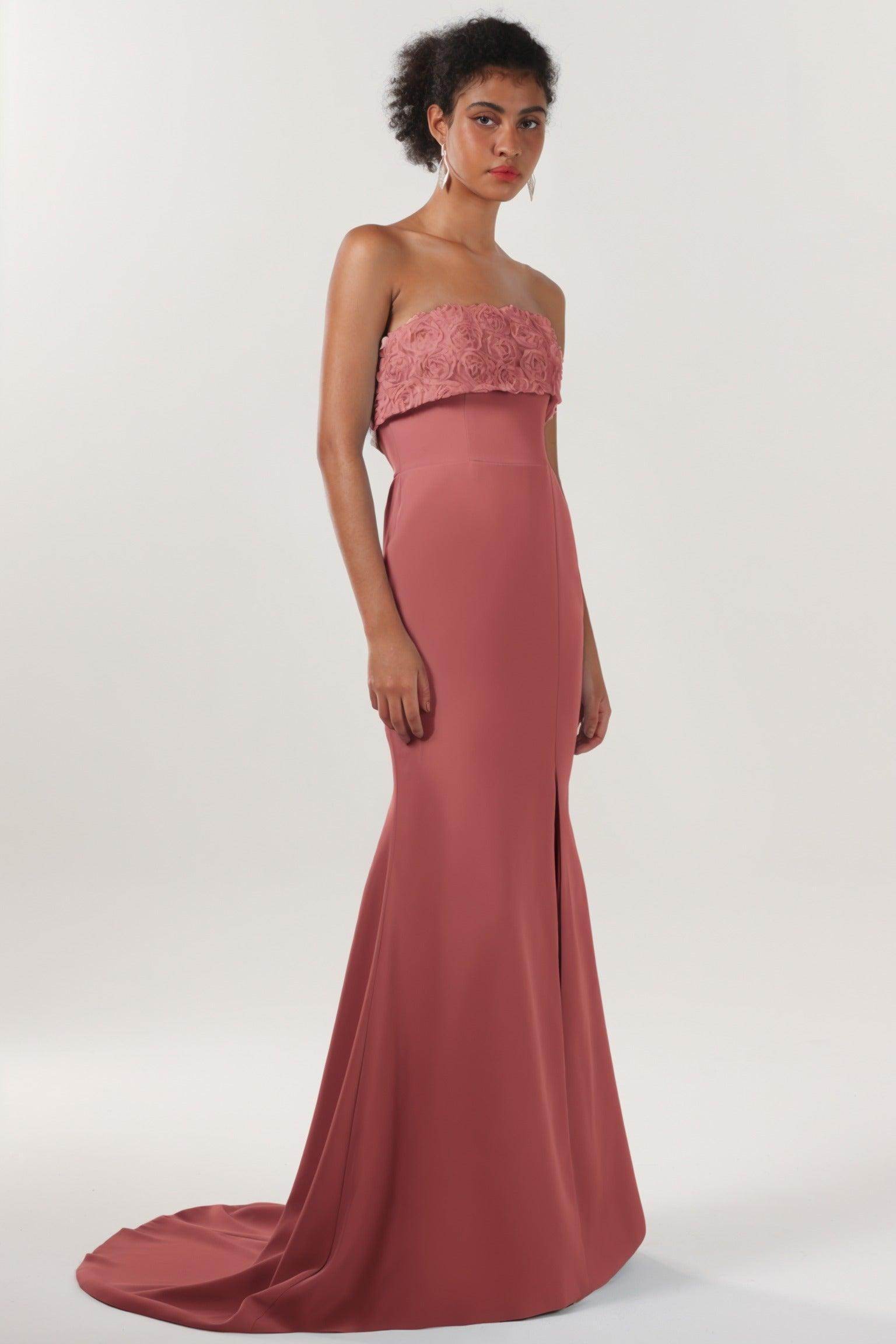 Elegant Trumpet Mermaid Sweep Brush Train Stretch Crepe Bridesmaid Dress CS0591BM Bridesmaid Dress