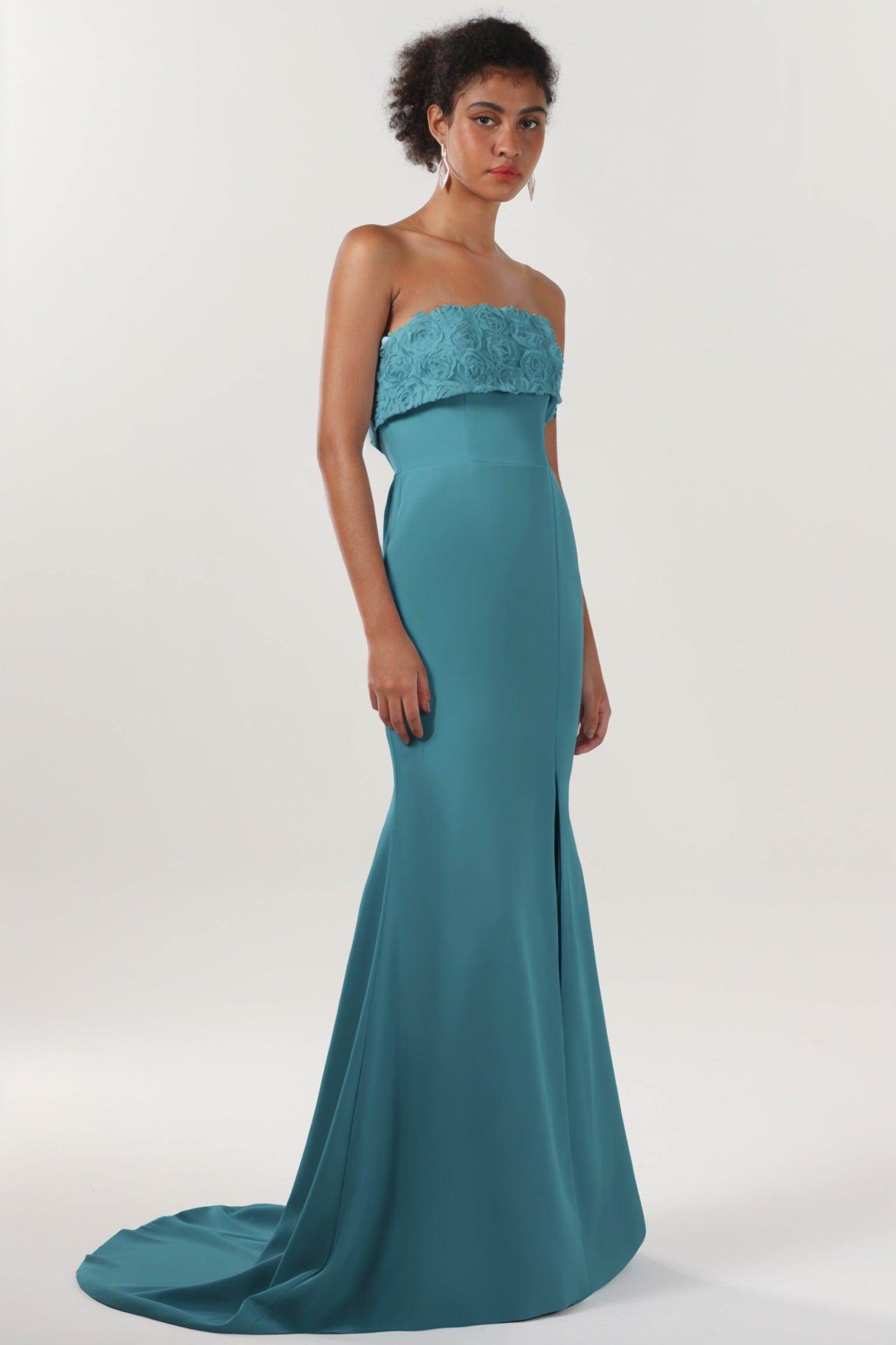 Elegant Trumpet Mermaid Sweep Brush Train Stretch Crepe Bridesmaid Dress CS0591BM Bridesmaid Dress