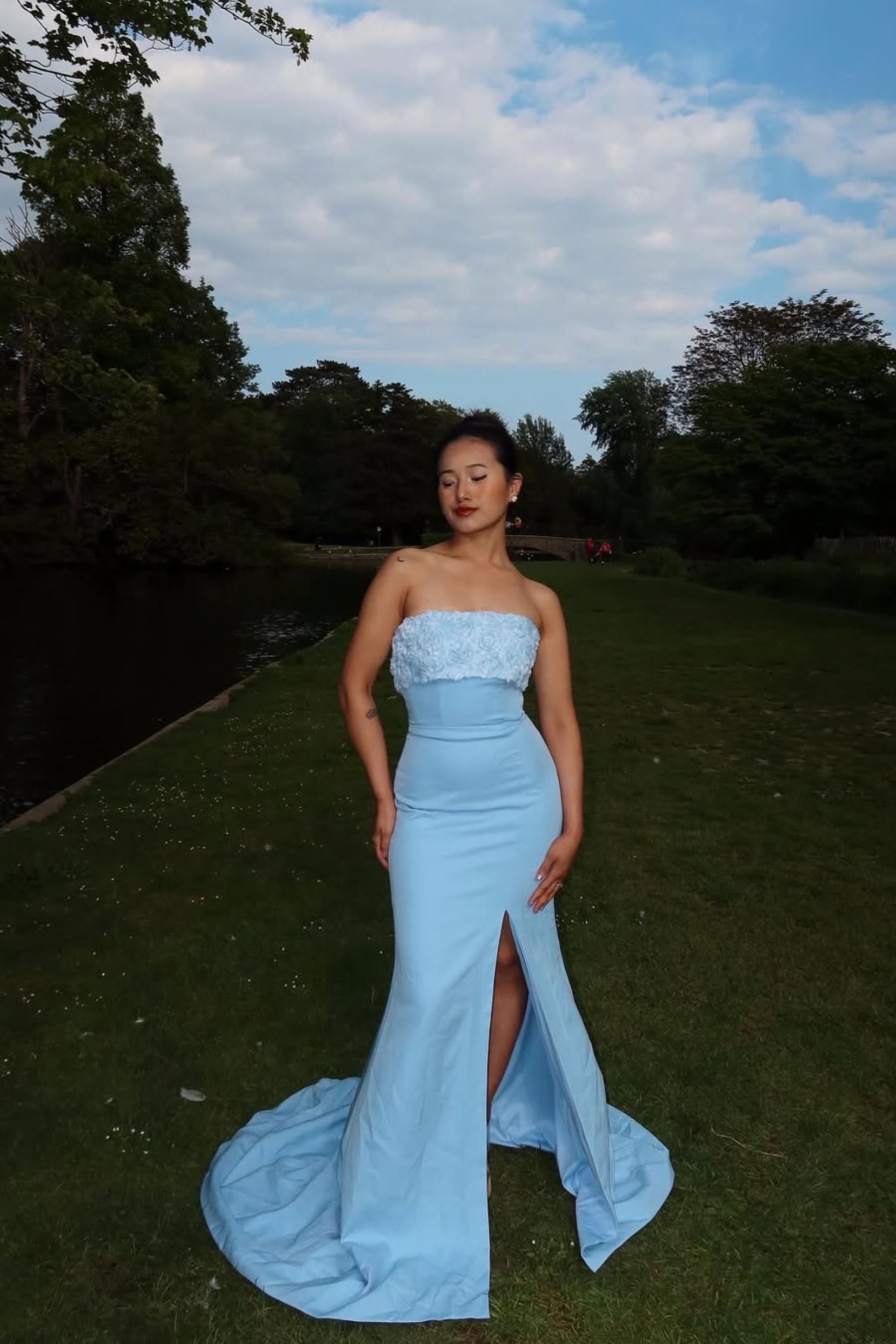 Elegant Trumpet Mermaid Sweep Brush Train Stretch Crepe for Prom