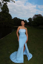 Elegant Trumpet Mermaid Sweep Brush Train Stretch Crepe Bridesmaid Dress CS0591BM Bridesmaid Dress