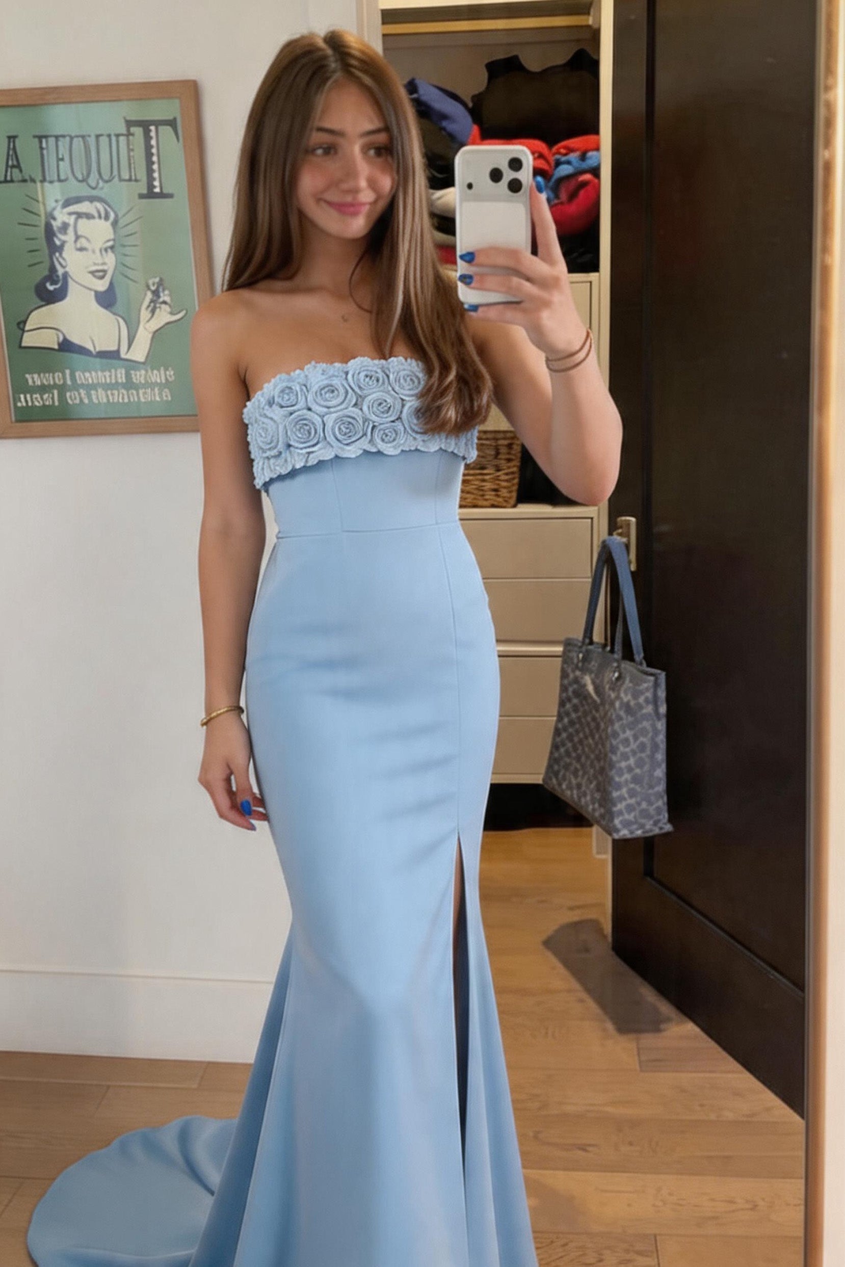 Elegant Trumpet Mermaid Sweep Brush Train Stretch Crepe Bridesmaid Dress CS0591BM Bridesmaid Dress