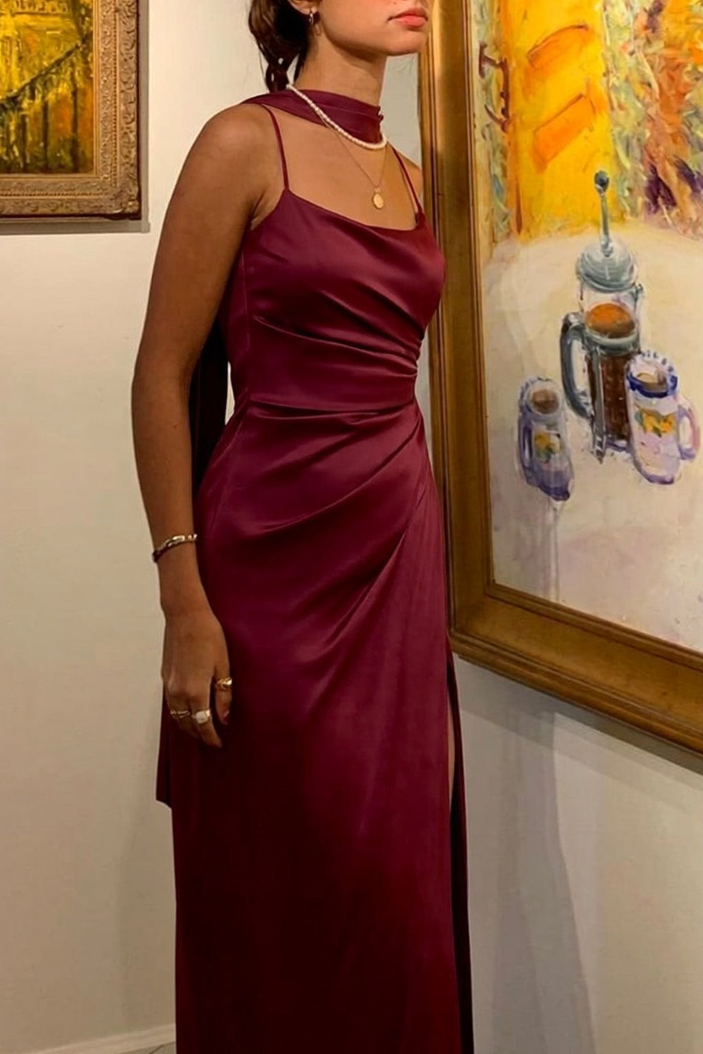 Elegant Sheath Column Maxi Luxe Satin Bridesmaid Dress CS0599BM Bridesmaid Dress