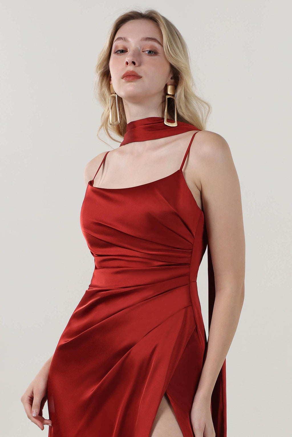 Elegant Sheath Column Maxi Luxe Satin Bridesmaid Dress CS0599BM Bridesmaid Dress