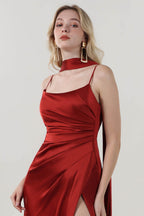 Elegant Sheath Column Maxi Luxe Satin Bridesmaid Dress CS0599BM Bridesmaid Dress
