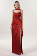 Elegant Sheath Column Maxi Luxe Satin Bridesmaid Dress CS0599BM Bridesmaid Dress