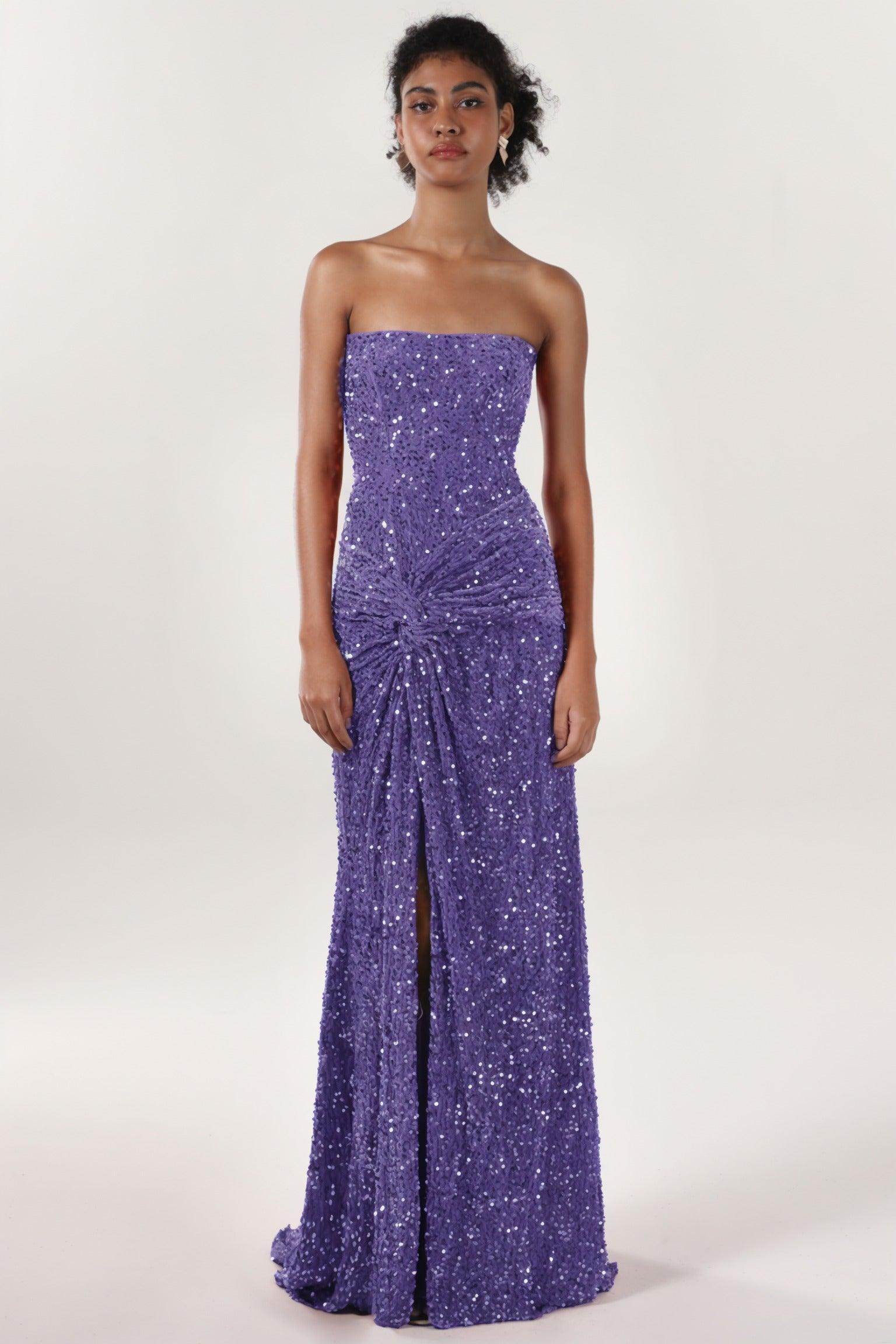 Elegant Sheath Column Sweep Brush Train Velvet Sequin Bridesmaid Dress CS0634BM Bridesmaid Dress
