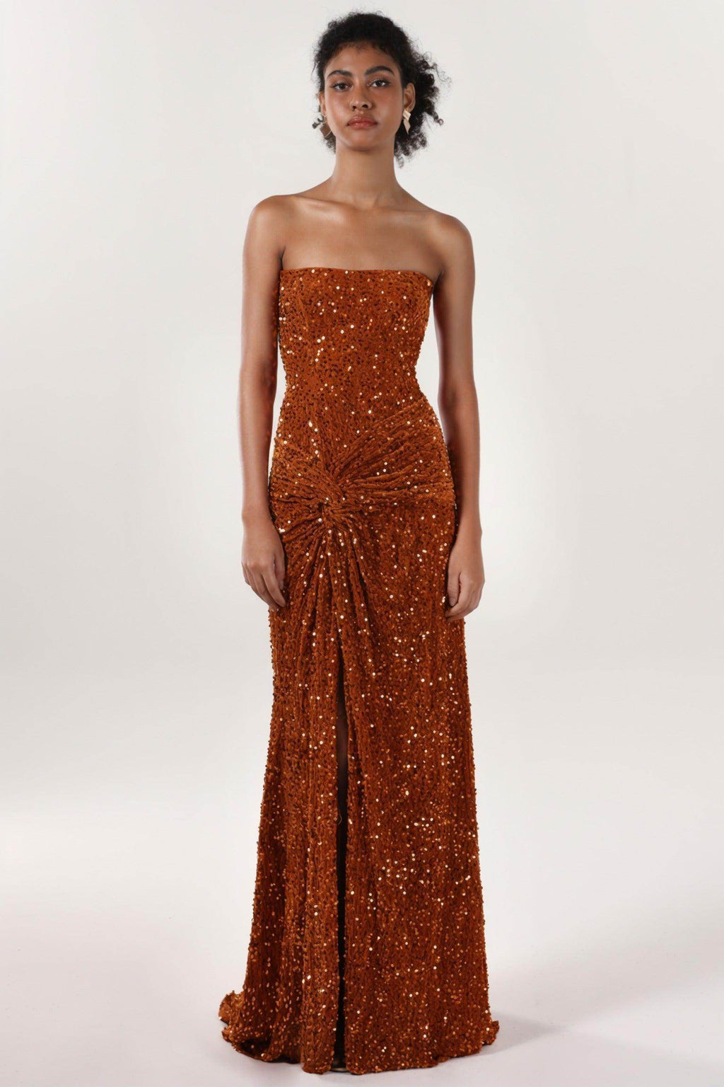 Elegant Sheath Column Sweep Brush Train Velvet Sequin Bridesmaid Dress CS0634BM Bridesmaid Dress