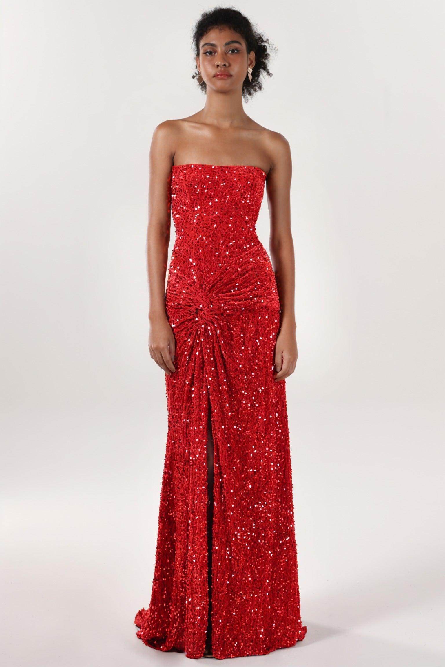 Elegant Sheath Column Sweep Brush Train Velvet Sequin Bridesmaid Dress CS0634BM Bridesmaid Dress