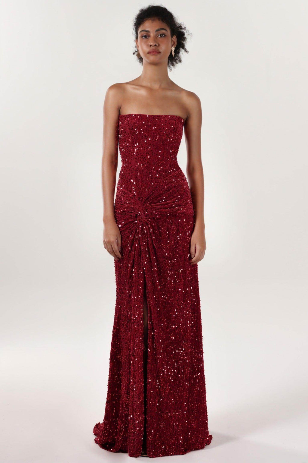 Elegant Sheath Column Sweep Brush Train Velvet Sequin Bridesmaid Dress CS0634BM Bridesmaid Dress