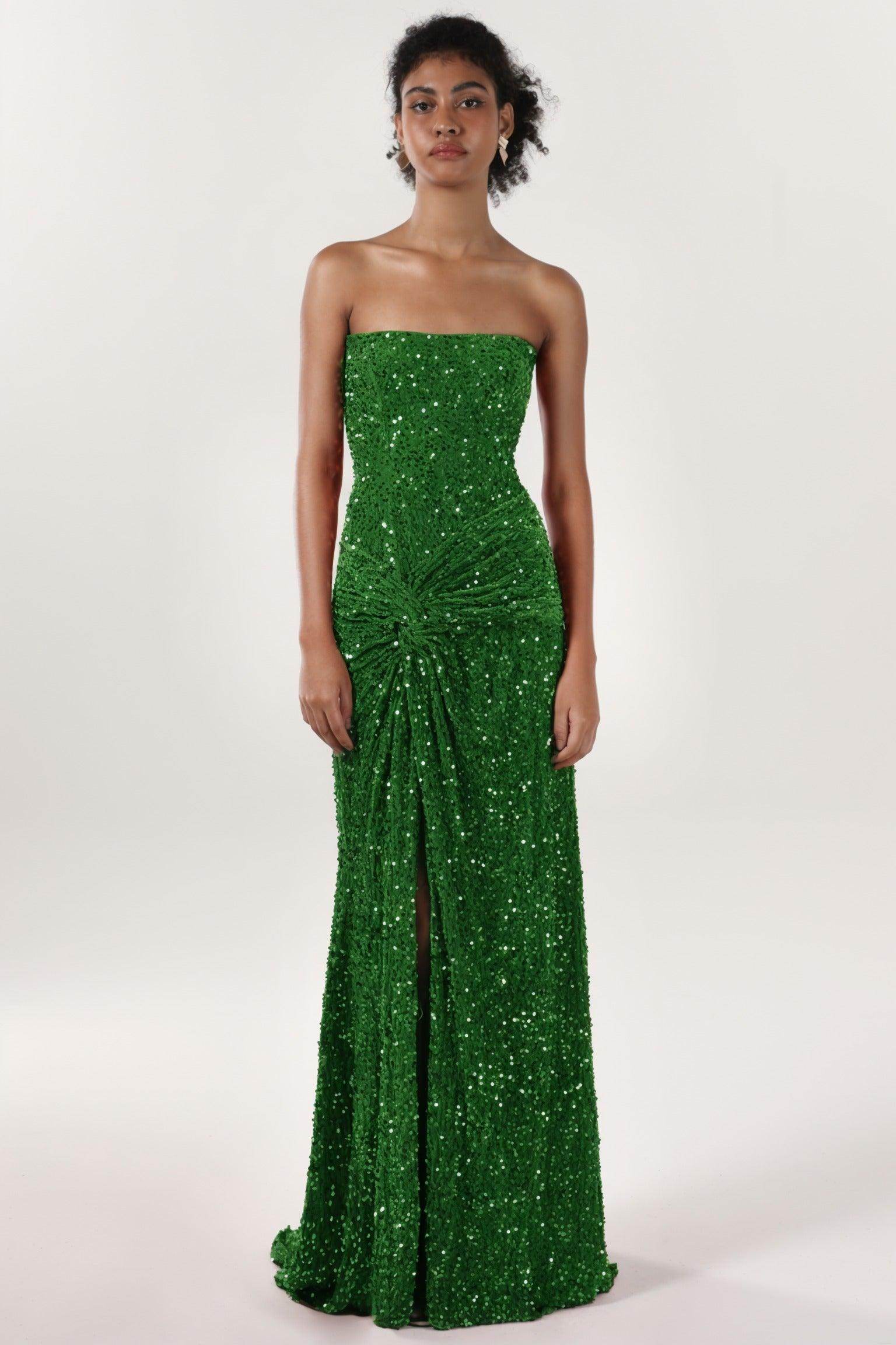 Elegant Sheath Column Sweep Brush Train Velvet Sequin Bridesmaid Dress CS0634BM Bridesmaid Dress