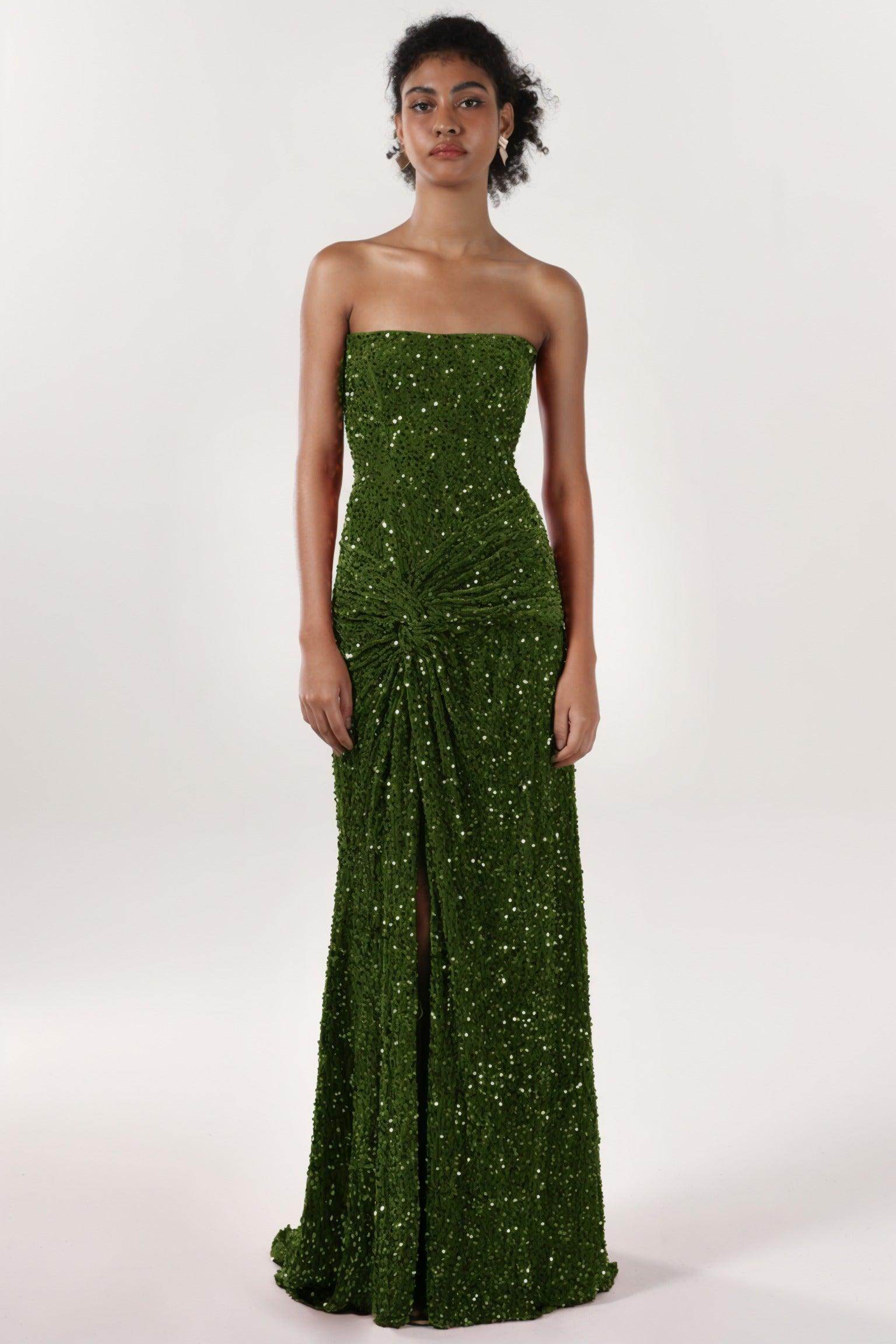 Elegant Sheath Column Sweep Brush Train Velvet Sequin Bridesmaid Dress CS0634BM Bridesmaid Dress