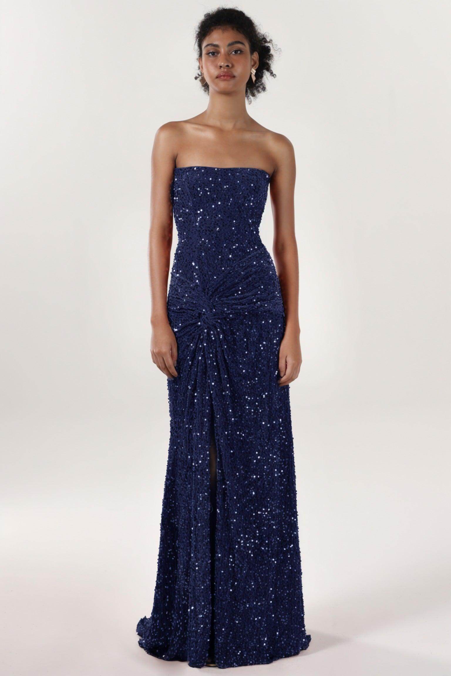 Elegant Sheath Column Sweep Brush Train Velvet Sequin Bridesmaid Dress CS0634BM Bridesmaid Dress