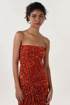 Elegant Sheath Column Sweep Brush Train Velvet Sequin Bridesmaid Dress CS0634BM Bridesmaid Dress