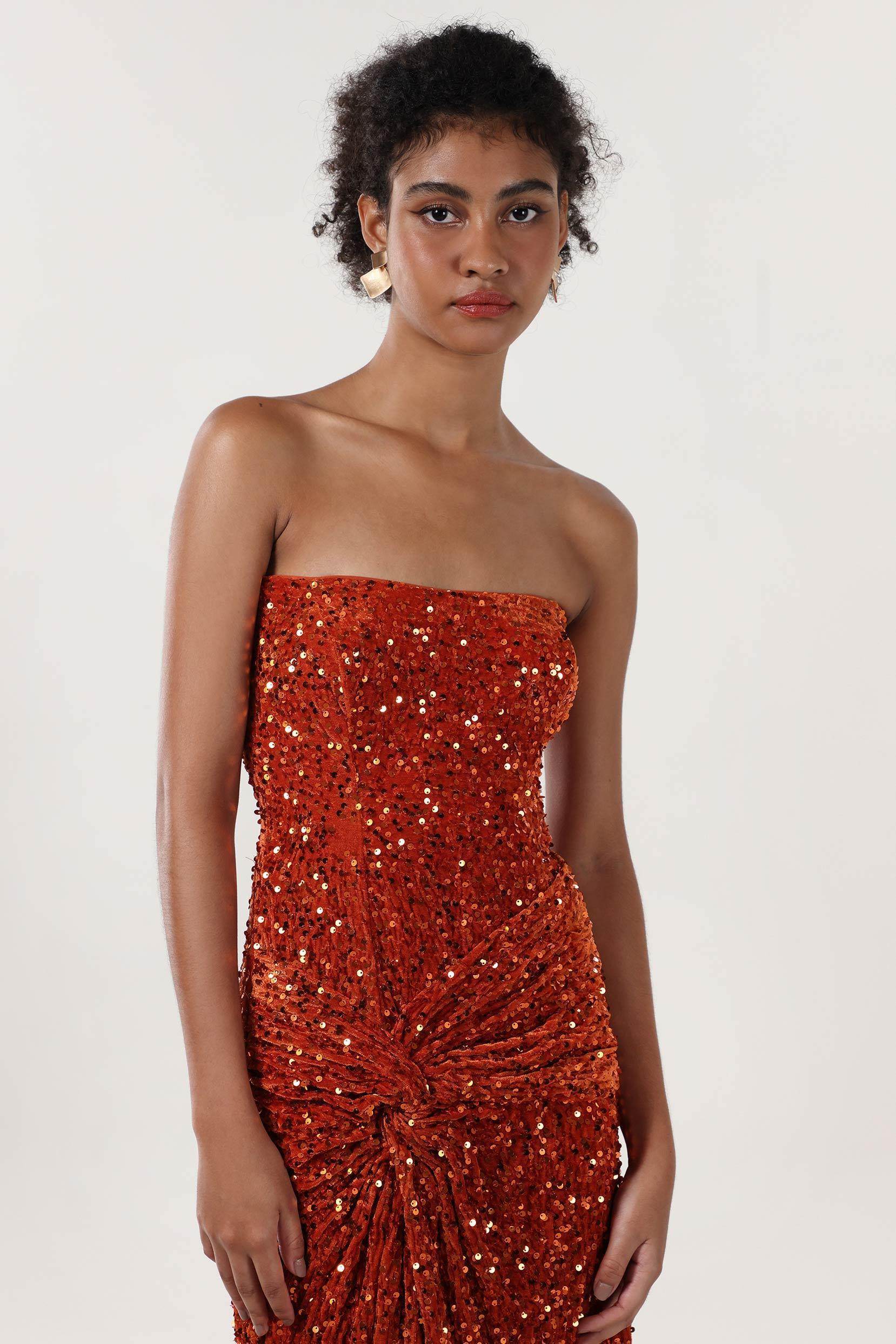 Elegant Sheath Column Sweep Brush Train Velvet Sequin Bridesmaid Dress CS0634BM Bridesmaid Dress