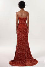 Elegant Sheath Column Sweep Brush Train Velvet Sequin Bridesmaid Dress CS0634BM Bridesmaid Dress