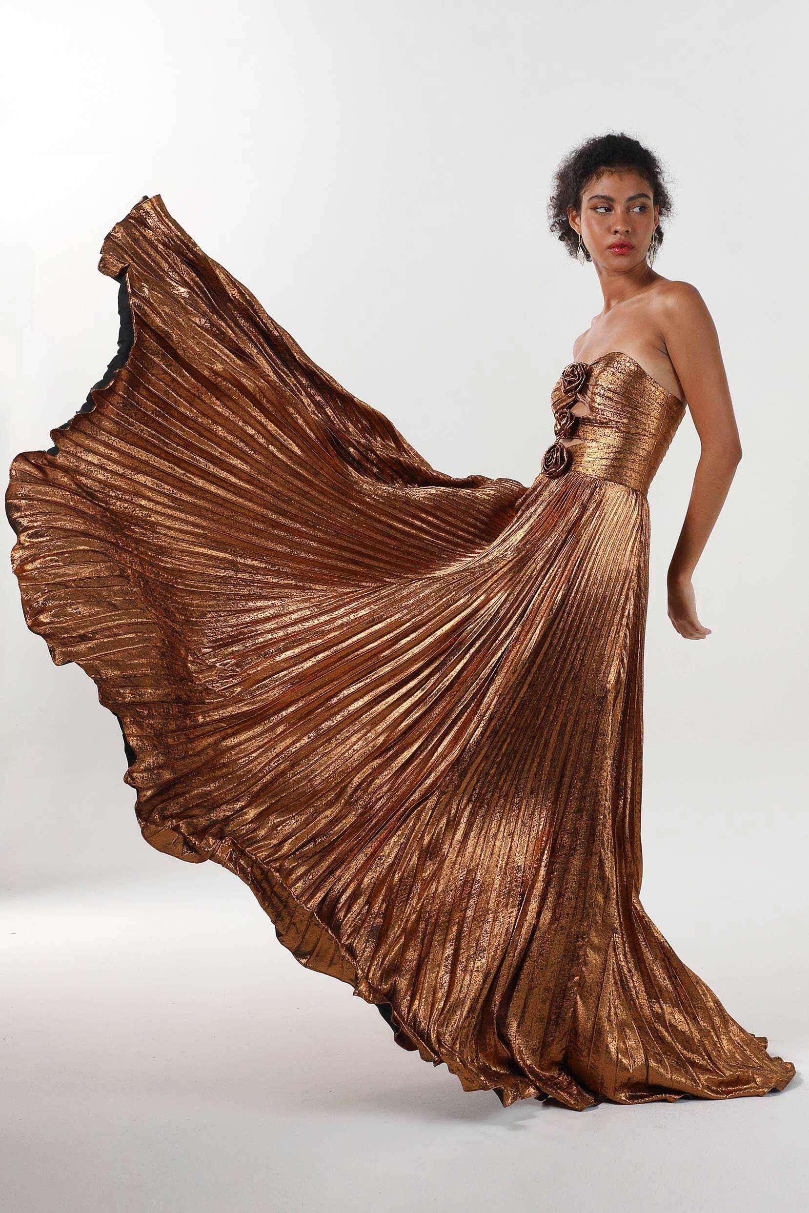 Elegant A Line Maxi Metallic for Prom